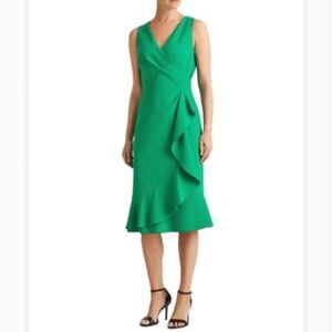Ralph Lauren Ruffle Trim Crepe Dress